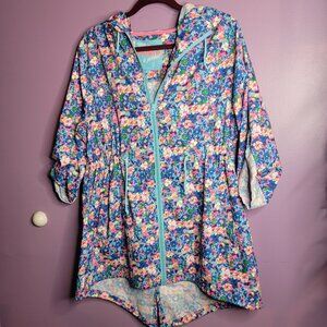 Ladies Denim Co Parka In A Pocket Black Floral LARGE